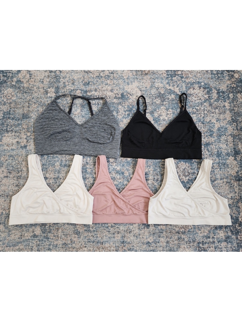 5pc Nursing Bra Lot Size XL Auden Maternity Bralettes Black Gray Pink White